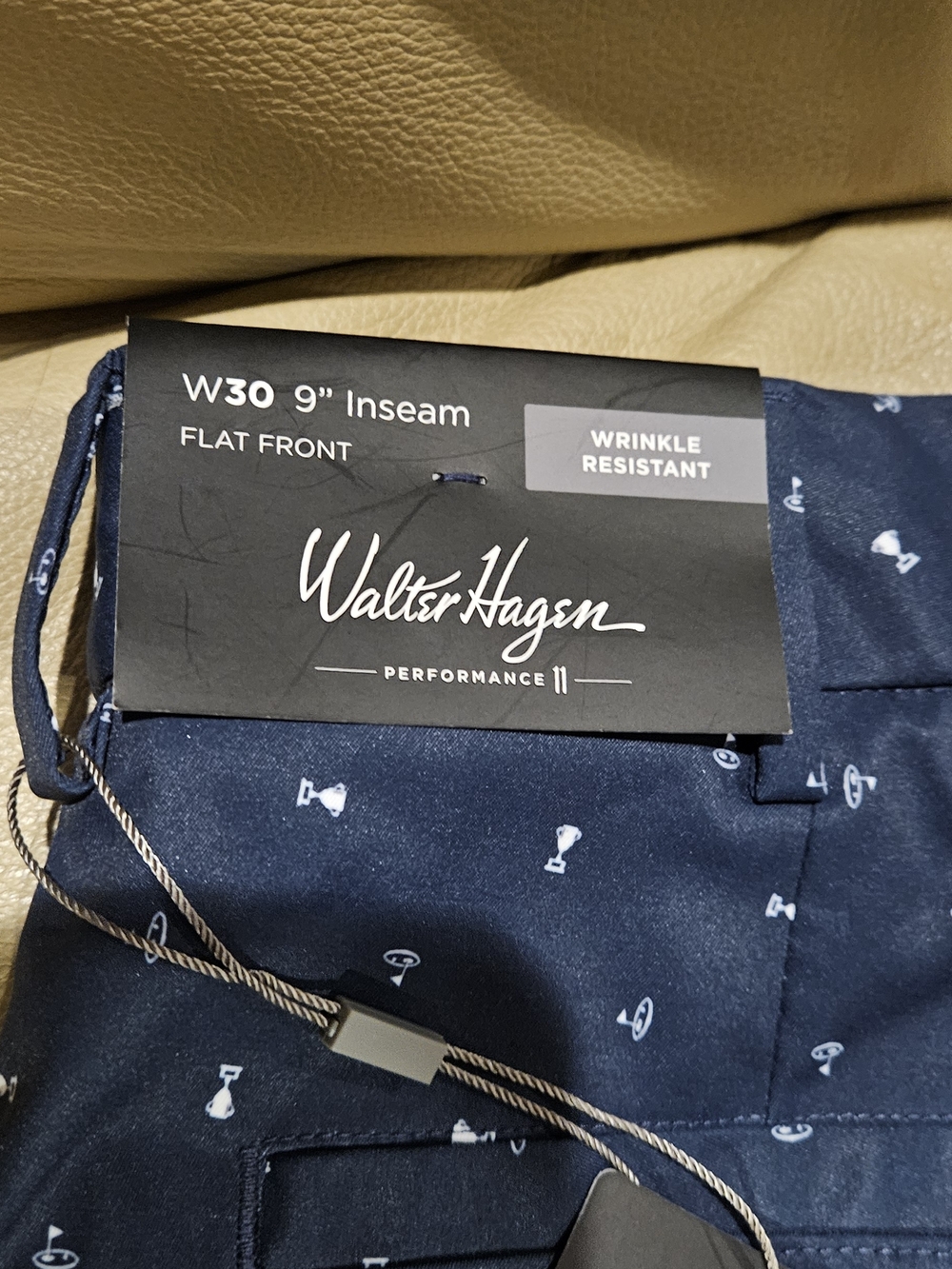 Walter Hagen Navy Performance Flat Front Pants with Trophy Print